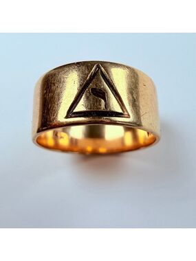 Estate 14K Solid Yellow Gold Masonic Scottish Rite 14th Degree Yod Vintage Ring